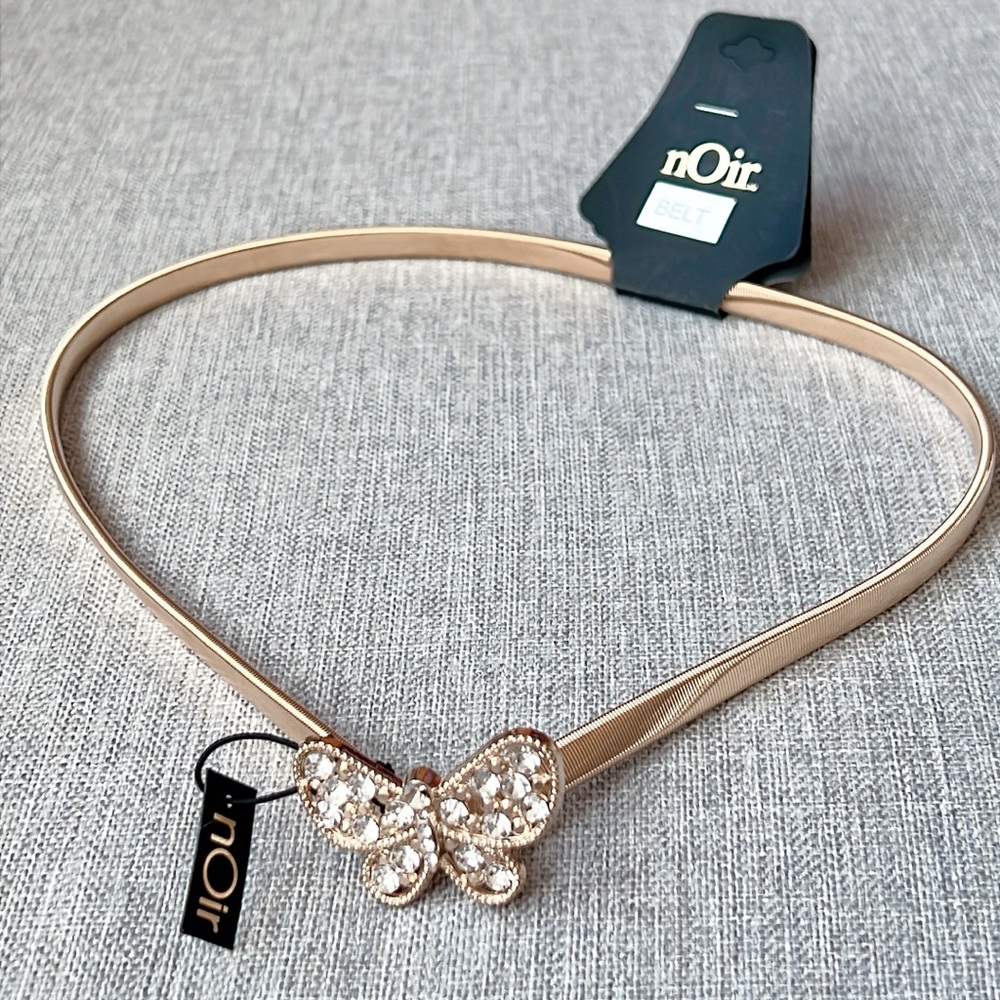 nOir Jewelry Gold Plated Butterfly Chain Belt, Brand New
